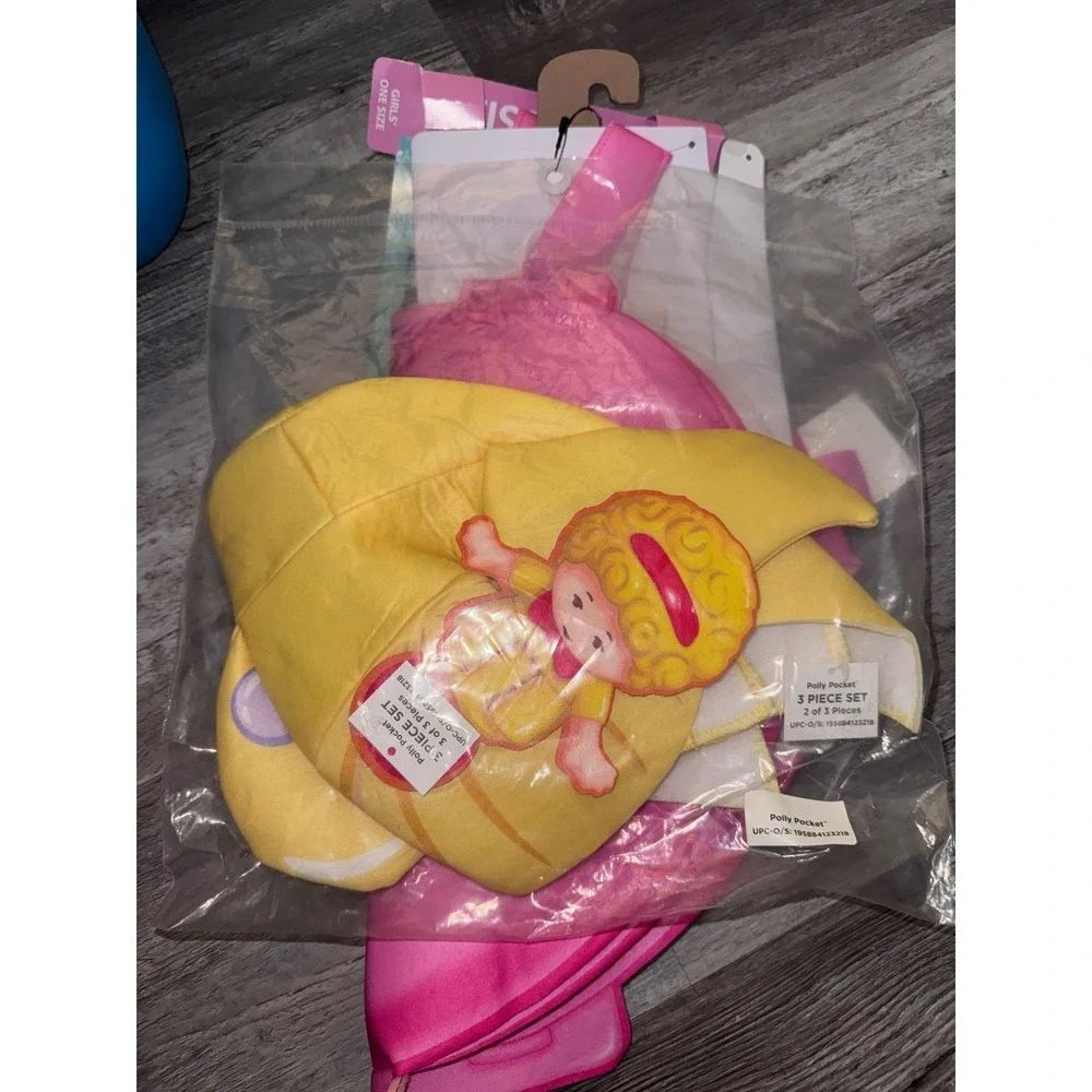 Rubies Polly Pocket Girls Costume 3 Piece Set Pink Tabard Headpiece One Size NEW